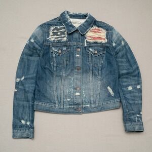 Vintage Ralph Lauren Denim & Supply American Flag Distressed Denim Jacket Large